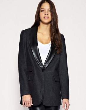 Image 1 of By Zoé Leather Collar Blazer