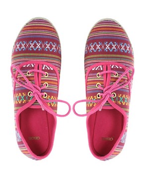 Image 3 of ASOS MIAMI Lace Up Shoes With Aztec Print
