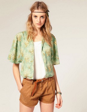 Image 1 of ASOS Fan Floral Print Kimono Jacket