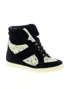 Image 1 of ASOS DENY Wedge High Top Trainers With Suede Detail