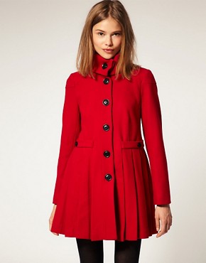 Image 1 of ASOS Pleated Coat With Fold Over Collar