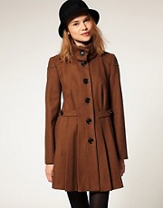 ASOS Pleated Coat With Fold Over Collar