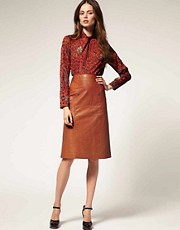 ASOS A-line Midi Leather Skirt