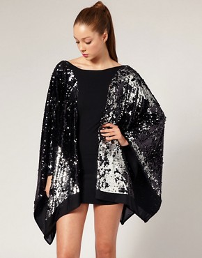 Image 1 of Aqua Sedgwick Dress With Sequin Batwing Sleeves