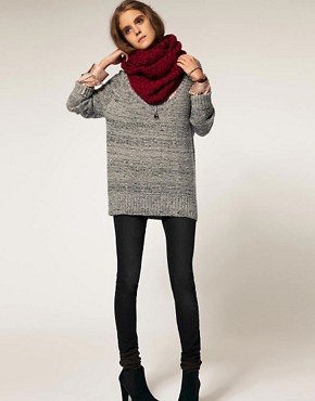 Image 4 of Maison Scotch Flecked Jumper With Scarf