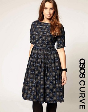 Image 1 of ASOS CURVE Midi Dress In Geo Smudge Print