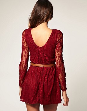 Image 2 of Rare Long Sleeve Belted Lace Dress