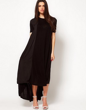 ASOS Maxi T-shirt Dress In Jersey And Woven Mix