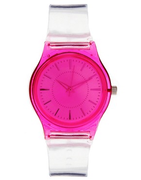 Imagen 1 de Reloj de plástico rosa neón de ASOS