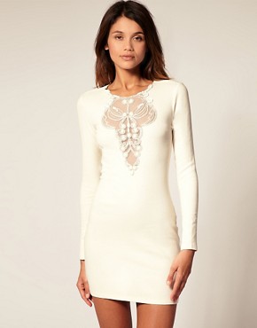 Image 1 of ASOS Bodycon Dress with Embellished Panel