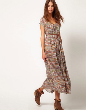 Image 1 of BA&SH Printed Cotton Maxi Dress With Contrast Binding