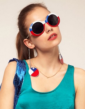 Image 1 of ASOS Earring Sunglasses With Flag Print