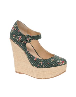Image 1 of ASOS PANSY Mary Jane Platforms With Raffia Wedge Heel