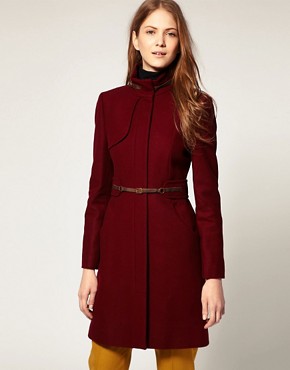 Image 1 of Whistles Nelly Leather Trim Coat