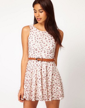 Image 1 of Club L Floral Printed Lace Dress