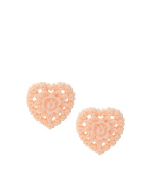 Image 1 of ASOS Pretty Cutout Heart Stud Earrings