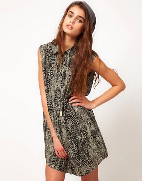 Image 1 of Diesel Shirt Dress With Snake Print