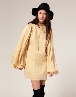 Image 1 of Winter Kate Devi Dress in Silk Jacquard with Blouson Sleeves