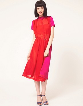 Image 1 of Preen Line Kelly Dress Midi Colour Block Silk & Jersey