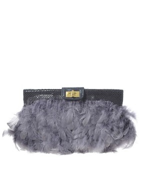 Image 1 of ASOS Gray Feather Clutch