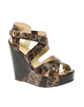 Image 1 of Chinese Laundry Drastic Leopard Leather Wedge Sandal