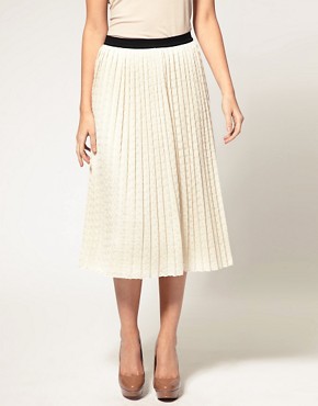 Image 4 of ASOS Pleated Midi Skirt with Contrast Waistband