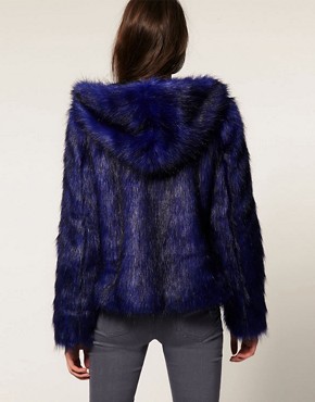 Image 2 of ASOS Hooded Faux Fur Jacket