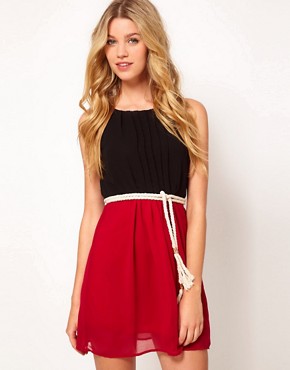 Image 1 of Club L Colourblock Dress With Rope Belt