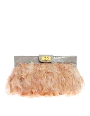Image 1 of ASOS Nude Feather Clutch