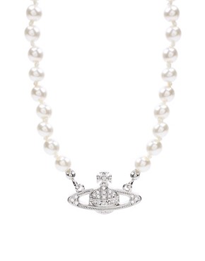 Image 1 of Vivienne Westwood Pearl And Crystal Mini Bas Relief Choker