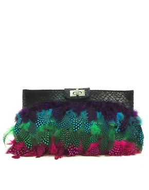 Image 1 of ASOS Multi Feather Clutch
