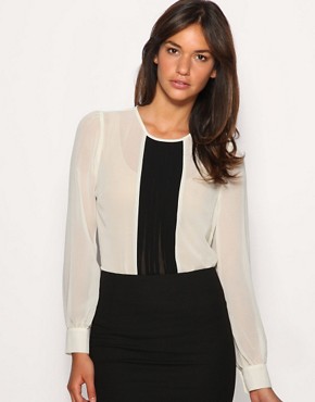 Image 1 of ASOS Contrast Pintuck Front Blouse
