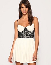 ASOS Lace Bodice Contrast Cup Babydoll Dress