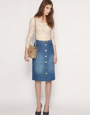 Image 1 of Reiss Danni A Line Button Skirt
