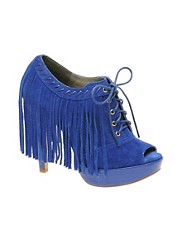 ASOS PERRY Suede Fringed Heeled Shoe Boots