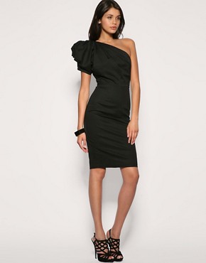 Image 4 of ASOS Exaggerated One Shoulder Pencil Dress