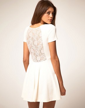 Image 1 of ASOS Lace Back Dress with Skater Skirt