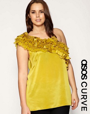 Image 1 of ASOS CURVE Plus Size Ruffle One Shoulder Top