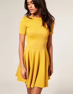 Image 1 of ASOS Tailored Ponti Fit And Flare Dress With Short Sleeves