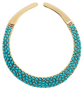 Image 1 of Kenneth Jay Lane Turquoise Embellished Collar