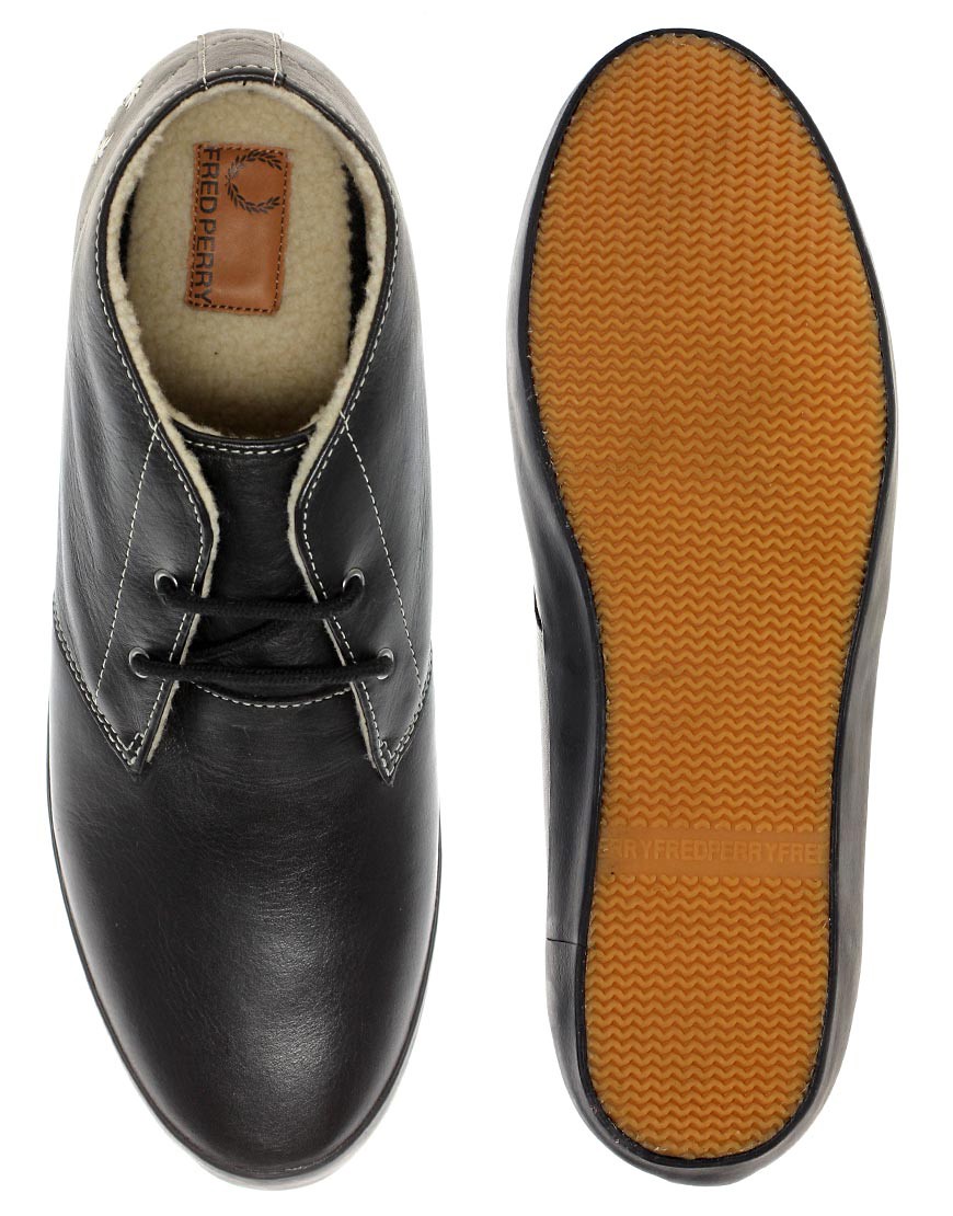 FRED PERRY scarpe BYRON PELLE nero INTERNO PELO 41 42 43 45 polo bag 