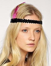 ASOS Stretchy Sequin Headband With Feathers
