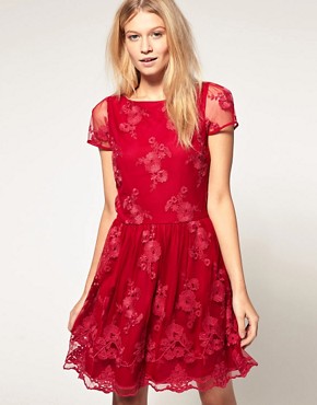 Image 1 of Oasis Cap Sleeve Lace Dress