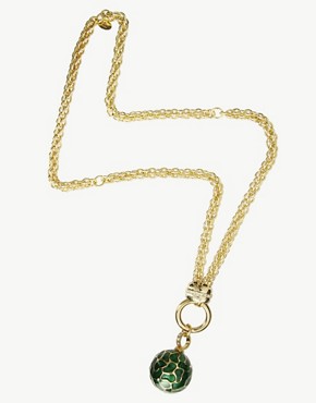 Image 2 of Mawi Gold Plated Emerald Enamel Ball Necklace