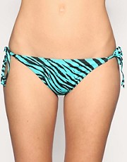 ASOS Turquoise Zebra Tie Side Bikini Briefs in the style of Audrina Patridge