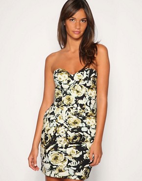 Image 1 of Motel Another Rose Print Bandeau Dress