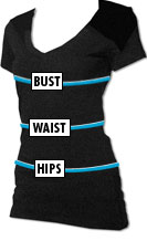 Women's Tops & Tees Size Chart.